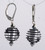 Black spiral and silver foil lined Venetian glass spherical earrings