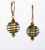 Black spiral and gold foil lined Venetian glass spherical earrings