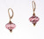 mauve, gold and clear striped onion shaped Murano glass earrings
