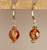 Clear amber "millefiori" glass earrings