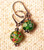Frosted grass green "millefiori" glass earrings
