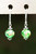 Frosted grass green "millefiori" glass earrings