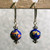 Dark cobalt  "millefiori" glass earrings