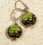 Grass green dichroic lampworked lentil earrings