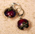 Fuscia/Purple dichroic lampworked lentil earring