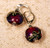 Fuscia/Purple dichroic lampworked lentil earring