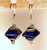 Cobalt blue dichroic lampworked crystal shaped earrings