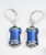 Cobalt blue dichroic lampworked rectangular shaped earrings