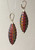 Madras  sculpted Murano glass olive shaped earrings with gold findings