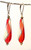 Red and honey yin yang design drop shaped Murano glass earrings