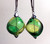 Grass and emerald green Murano glass yin yang "sasso" earrings