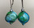 Aqua and emerald green Murano glass yin yang "sasso" earrings