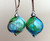 Aqua and emerald green Murano glass yin yang "sasso" earrings