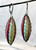 Rainbow sculpted Murano glass olive shaped earrings with silver findings