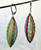 Rainbow sculpted Murano glass olive shaped earrings with silver findings