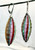 Rainbow sculpted Murano glass olive shaped earrings with silver findings