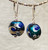 Cobalt crescent moon lampworked glass earrings