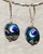 Cobalt crescent moon lampworked glass earrings