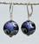 Purple crescent moon lampworked glass earrings
