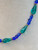 Vintage cobalt and lagoon aqua glass necklace