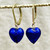 10mm Cobalt blue Venetian glass lined with silver foil