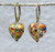 13mm gold Klimt Venetian glass heart earrings