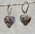 13mm silver Klimt Venetian glass heart earrings