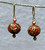 Round Tomato red  Venetian glass earrings with coral roses