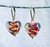 14mm red ribbon over gold foil Venetian glass heart earrings