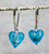 10mm  light aqua Venetian glass over silver foil heart earrings