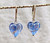 12mm shimmer arctic blue Venetian glass heart earrings