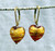 13mm gold foil with red tiger stripes Venetian glass heart earrings