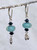 Sea foam and black crystal dichroic glass  earrings