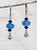 Arctic blue glass and  black crystal earrings