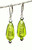 Peridot green silver foil tear drop Venetian glass earrings