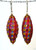 Red and ochre olive shaped sculpted Murano glass earrings with gold findings