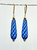 Cobalt, aqua and gold striped goccia shaped Murano glass earrings