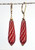 Deep red and thin white striped Murano glass goccia earrings