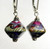 Mauve and purple lampworked crystal shaped earrings