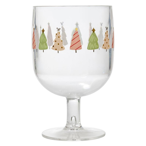 Acrylic Stackable Wine Glass Stainless Steel - Whimsical Trees - Set of 4