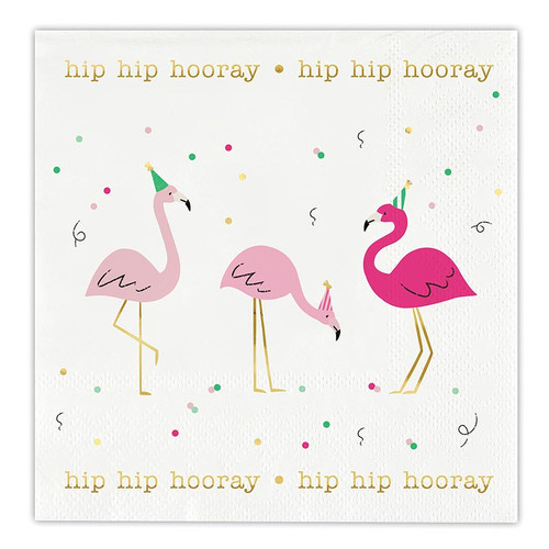 Foil Beverage Napkins - Hip Hip Hooray - 20ct