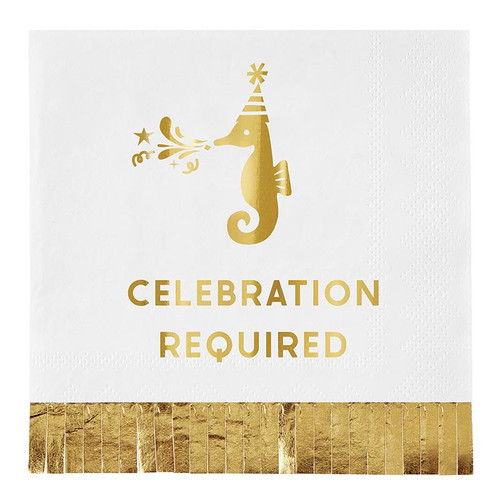 Foil Fringe Beverage Napkins - Celebration Required - 20ct