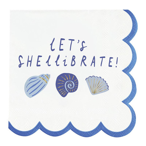 Scalloped Beverage Napkins - Let's Shellibrate - 20ct