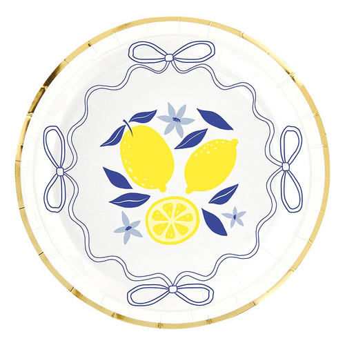 Foil Round Paper Plates - Lemon - 8ct