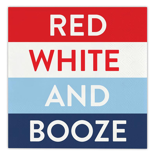 Beverage Napkins - Red White And Booze - 20ct