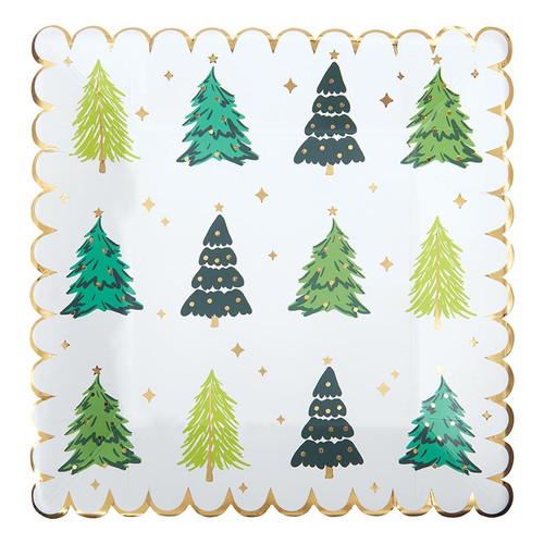 Paper Dinner Plate - Holiday Trees