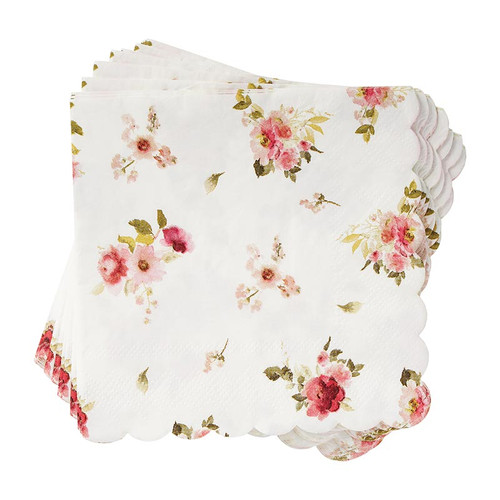 Beverage Napkin - Floral Heart