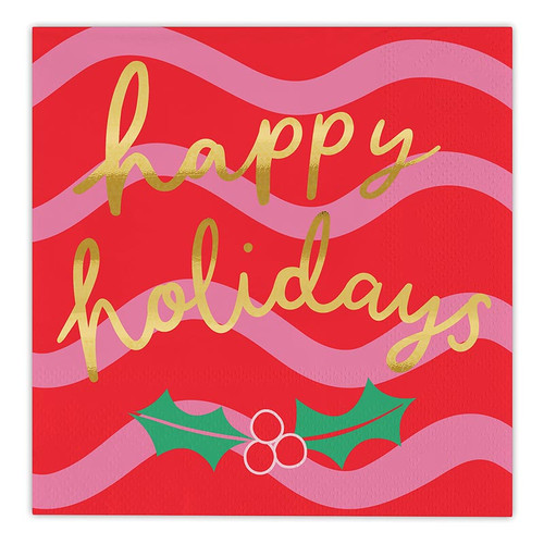 Foil Beverage Napkins - Happy Holidays - 20ct