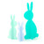 Acrylic Decoration - Bunny - Teal - Set of 3
