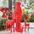 30" Standing Flocked Deer - Red